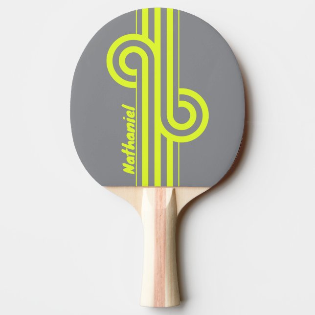 Retro HI VIS Dual Stripe Loop with Name Ping Pong Paddle (Back)