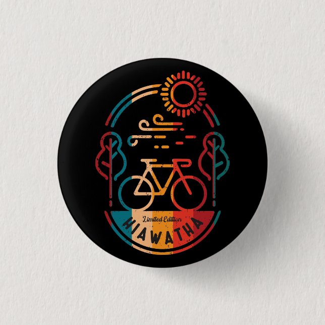 Retro Hiawatha Bike Trail 1 Inch Round Button (Front)