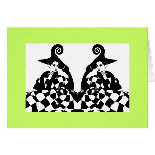 Retro High Fashion Chequered Off Beat Swirl Women Card