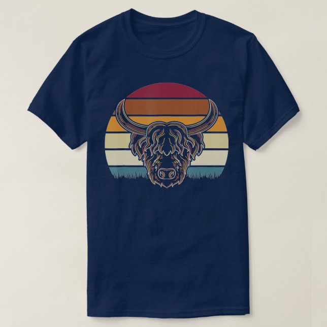 Retro Highland Cow  T-Shirt (Design Front)