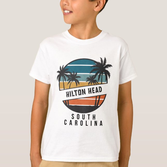 Retro Hilton Head South Carolina Surfboard Surfing T-Shirt (Front)