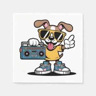 Retro Hip Hop Dog: Cool Cartoon Puppy  Napkin