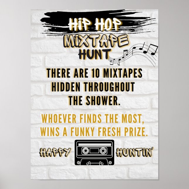 Retro Hip Hop Mixtape Hunt Urban Party Game  Poster (Front)