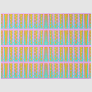 Retro Hip Mod Pop Striped Pattern Pink Orange Blue Tissue Paper