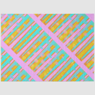 Retro Hip Mod Pop Stripes Pattern Pink Orange Blue Tissue Paper
