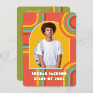 Retro Hippie 70's 60's Graduation Photo Invitation