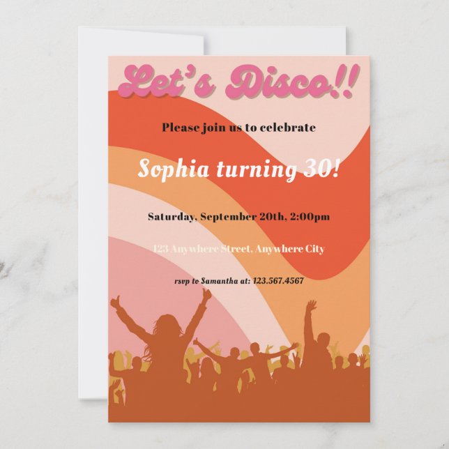 Retro Hippie 70's 60's Groovy Birthday Party Invitation (Front)