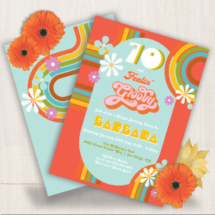 Retro Hippie 70's 60's Groovy Birthday Party Invitation