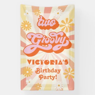 Retro Hippie 70's 60's Two Groovy Birthday Party Banner