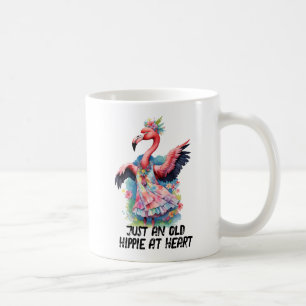 Retro Hippie at Heart Flamingo Flower Child Coffee Mug