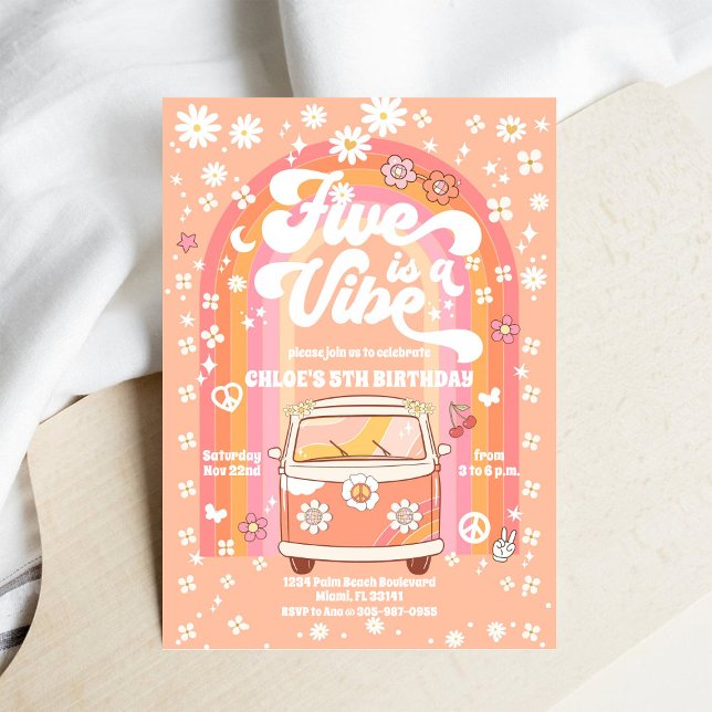 Retro Hippie Birthday Invitation (Creator Uploaded)