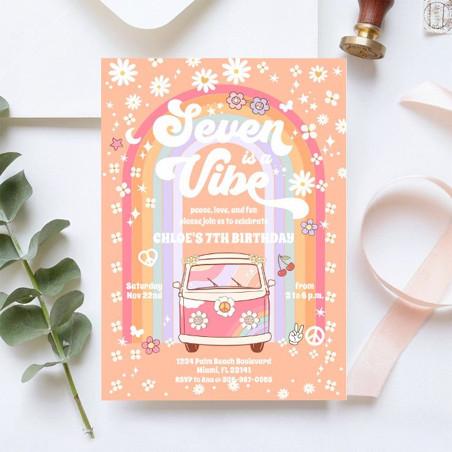 Retro Hippie Birthday Invitation (Creator Uploaded)