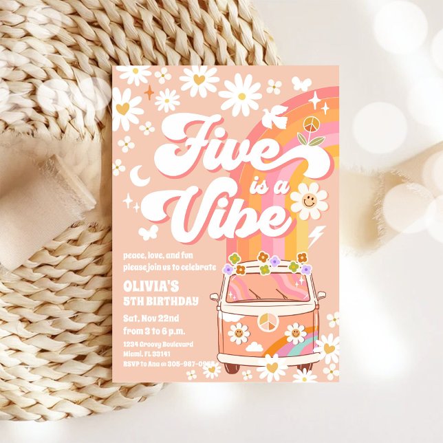 Retro Hippie Birthday Party Invitation (Creator Uploaded)