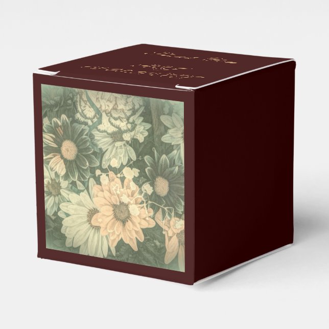 retro hippie bohemian summer daisy wedding favor box (Front Side)