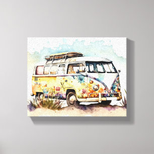 Retro Hippie Bus Canvas Print