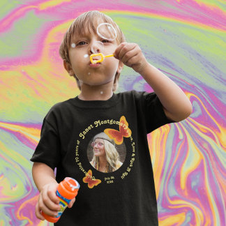 Retro Hippie Butterfly 70th Photo Birthday Baby T-Shirt