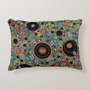 Retro Hippie Colourful 60s Pattern Accent Pillow