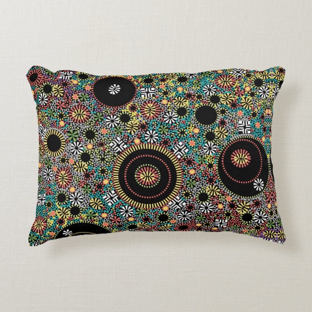 Retro Hippie Colourful 60s Pattern Accent Pillow (Front)
