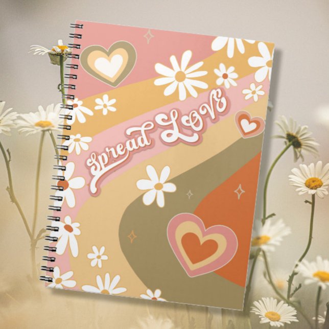 Retro Hippie Daisy Spread LOVE Floral 1960s 1970s  Notebook (Creator Uploaded)
