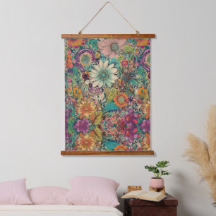 Retro Hippie: Daisy Verticle Wall Hanging Tapestry