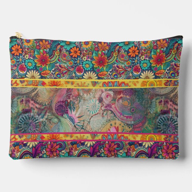 Retro Hippie: Floral Fantasy Zippered Pouch (Front)