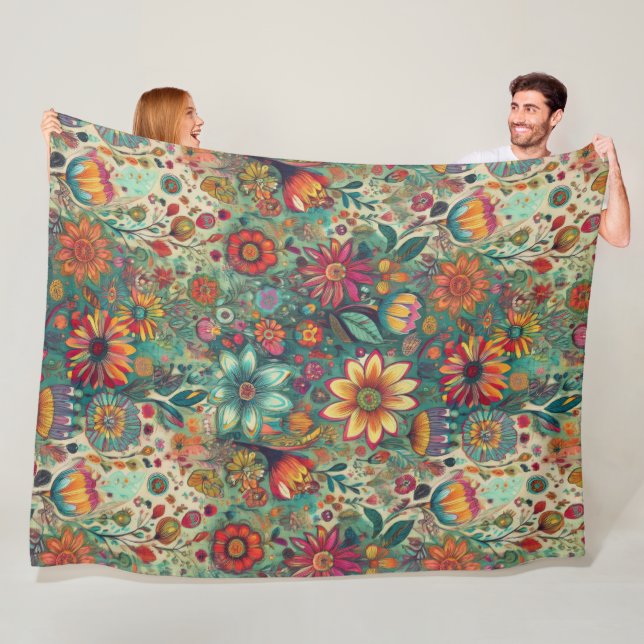 Retro Hippie: Floral Tapestry Blanket (In Situ)