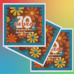 Retro Hippie Flower 1960's 70th Birthday  Napkin