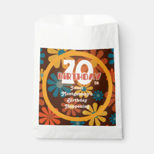 Retro Hippie Flower 70th Birthday Favour Bag