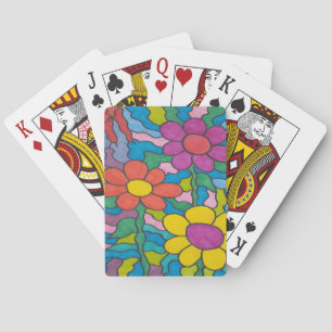 Retro Hippie Flower Art  Playing Cards