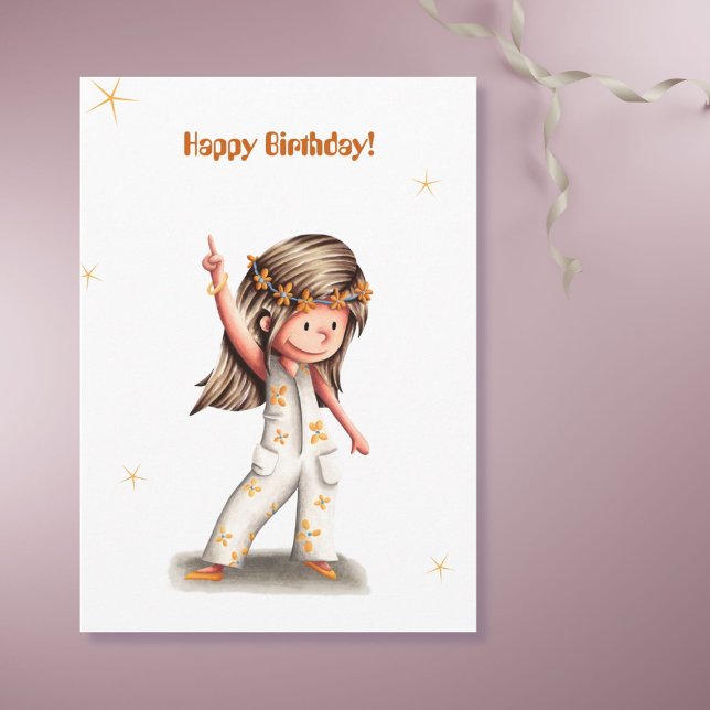 Retro Hippie Flower Carte d'anniversaire fille (Créateur téléchargé)