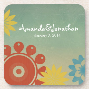 Retro Hippie Flowers Coaster