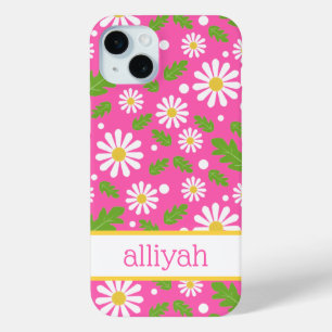 Retro Hippie Flowers Daisy Pattern iPhone 15 Mini Case