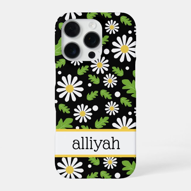 Retro Hippie Flowers Daisy Pattern iPhone Case (Back)