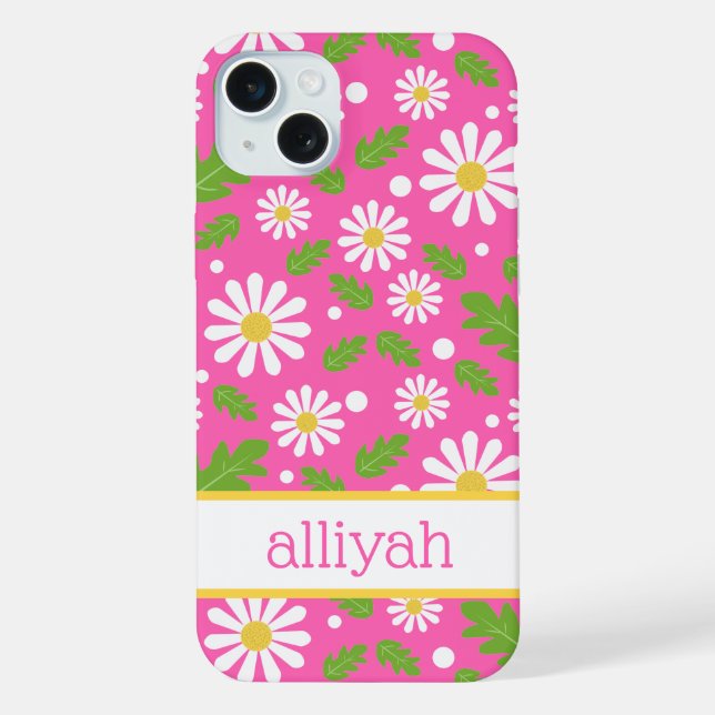 Retro Hippie Flowers Daisy Pattern iPhone Case (Back)