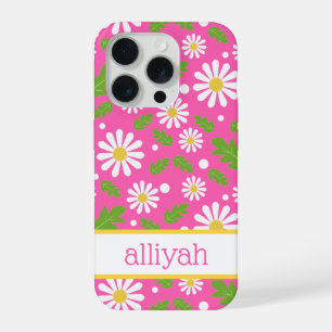 Retro Hippie Flowers Daisy Pattern iPhone 15 Pro Case