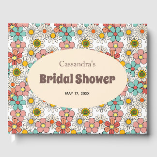 Retro Hippie Groovy Flower Bridal Shower Guest Book