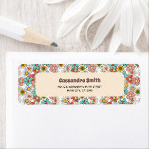 Retro Hippie Groovy Flower Return Address