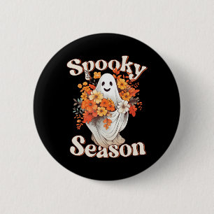 Retro Hippie Halloween Cute Ghost Spooky Season Fu 2 Inch Round Button