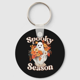Retro Hippie Halloween Cute Ghost Spooky Season Fu Keychain