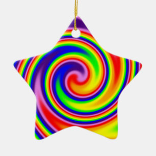Retro Hippie Happy Rainbow Colours Soft Spiral Ceramic Ornament