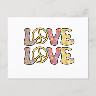 Retro Hippie love Postcard