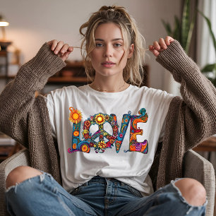 Retro Hippie Love Psychedelic Lettering Tri-Blend Shirt