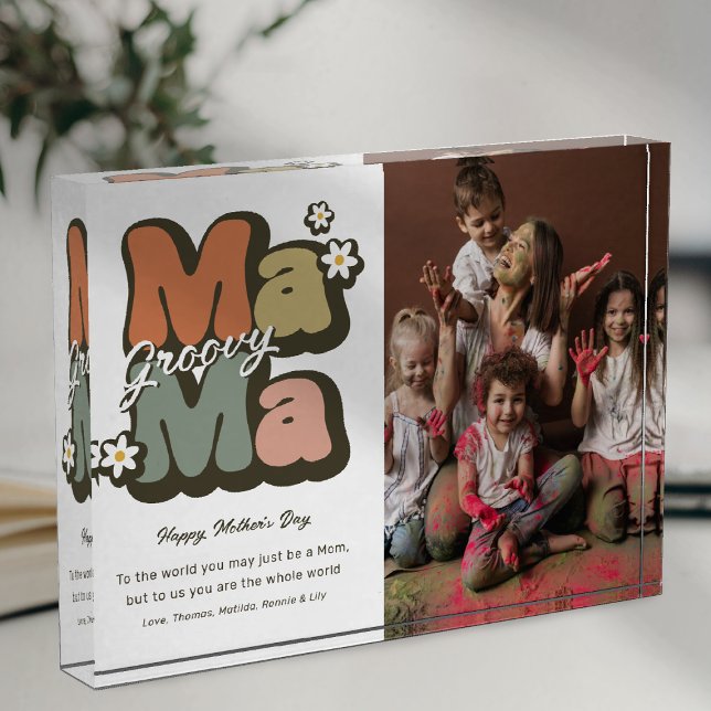 Retro Hippie Mama Mothers Day Photo Block (Creator Uploaded)