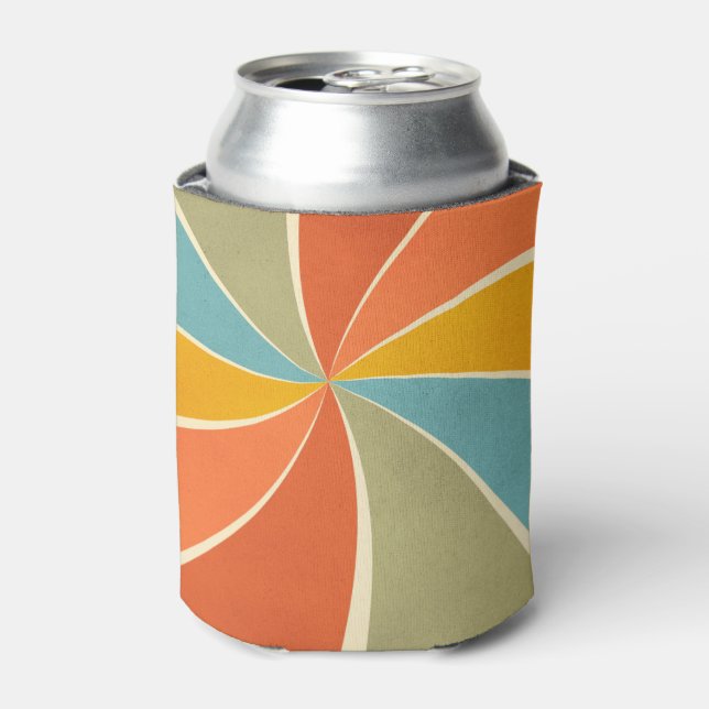 Retro Hippie Mixed Paint Style Swirls Pattern Can Cooler (Can Front)
