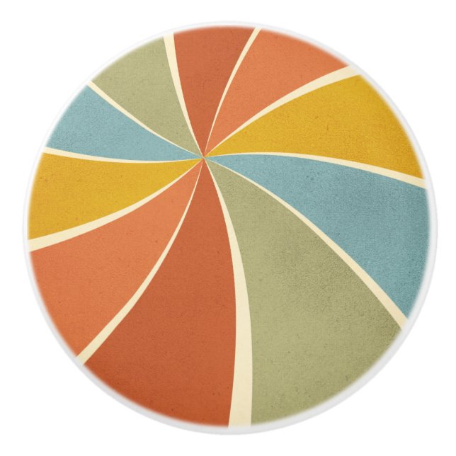 Retro Hippie Mixed Paint Style Swirls Pattern Ceramic Knob (Front)