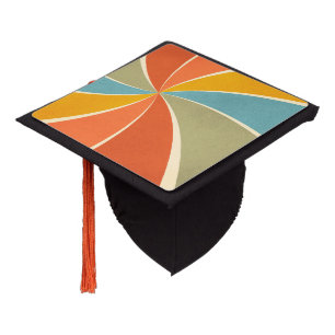 Retro Hippie Mixed Paint Style Swirls Pattern Graduation Cap Topper