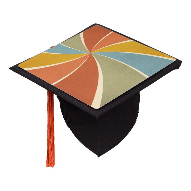 Retro Hippie Mixed Paint Style Swirls Pattern Graduation Cap Topper (Angled)