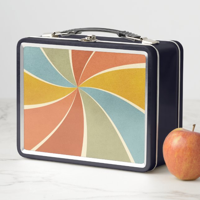 Retro Hippie Mixed Paint Style Swirls Pattern Metal Lunch Box (In Situ)