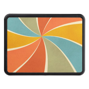 Retro Hippie Mixed Paint Style Swirls Pattern Trailer Hitch Cover