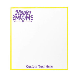 Retro Hippie Mom Purple Yellow Peace Sign 60s Notepad